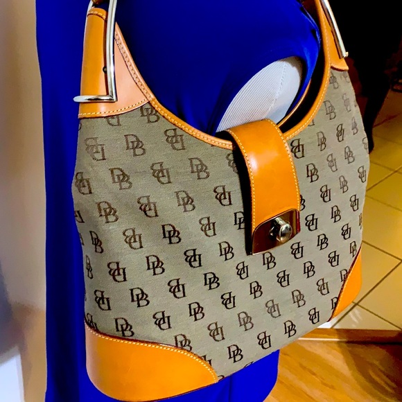 DB handbag canvas with natural leather trim - Picture 1 of 1